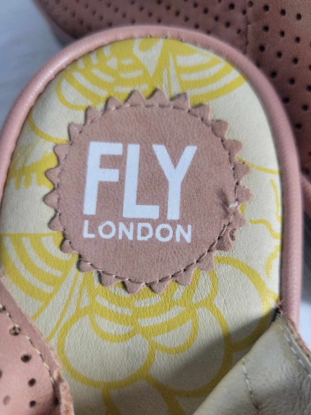 FLY London Yake Pink Perforated Leather Wedge Sandals EU 40 (~US 9) - Picture 10 of 16